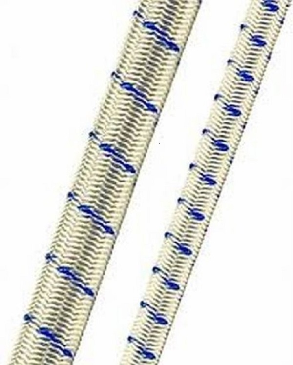 Toverkoord/elastiek 200 meter 4 mm blauw/wit.